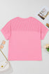 Casual Solid Corded Patchwork Pocket Plus Size Tee