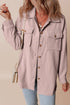 Casual Solid Corduroy Flap Pocket Button Up Jacket