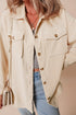 Casual Solid Corduroy Flap Pocket Button Up Jacket