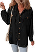 Casual Solid Corduroy Flap Pocket Button Up Jacket