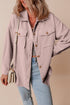 Casual Solid Corduroy Flap Pocket Button Up Jacket