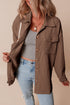 Casual Solid Corduroy Flap Pocket Button Up Jacket