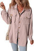 Casual Solid Corduroy Flap Pocket Button Up Jacket