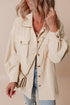 Casual Solid Corduroy Flap Pocket Button Up Jacket