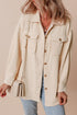 Casual Solid Corduroy Flap Pocket Button Up Jacket