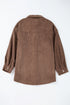 Casual Solid Corduroy Flap Pocket Button Up Jacket
