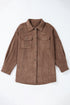 Casual Solid Corduroy Flap Pocket Button Up Jacket