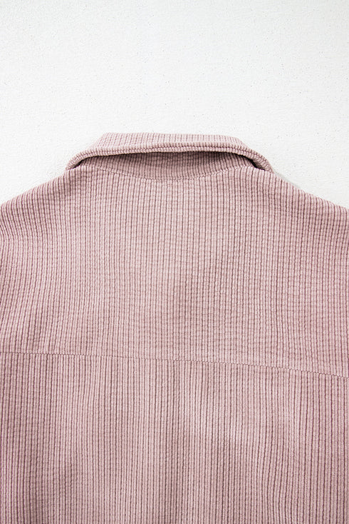 Casual Solid Corduroy Flap Pocket Button Up Jacket