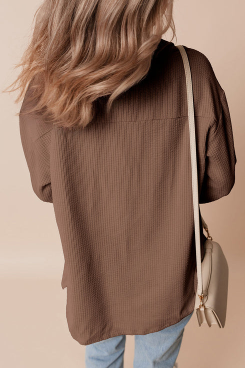Casual Solid Corduroy Flap Pocket Button Up Jacket