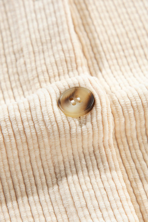 Casual Solid Corduroy Flap Pocket Button Up Jacket