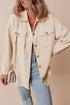 Casual Solid Corduroy Flap Pocket Button Up Jacket