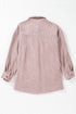 Casual Solid Corduroy Flap Pocket Button Up Jacket