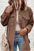 Casual Solid Corduroy Flap Pocket Button Up Jacket