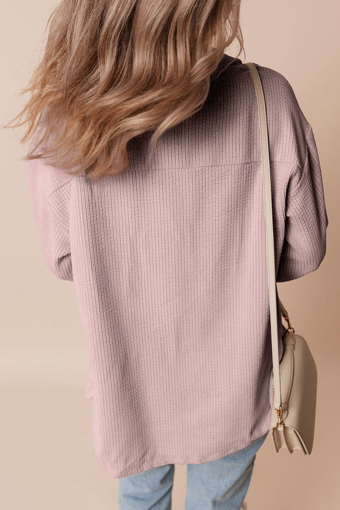 Casual Solid Corduroy Flap Pocket Button Up Jacket