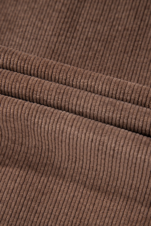 Casual Solid Corduroy Flap Pocket Button Up Jacket