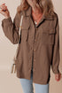 Casual Solid Corduroy Flap Pocket Button Up Jacket
