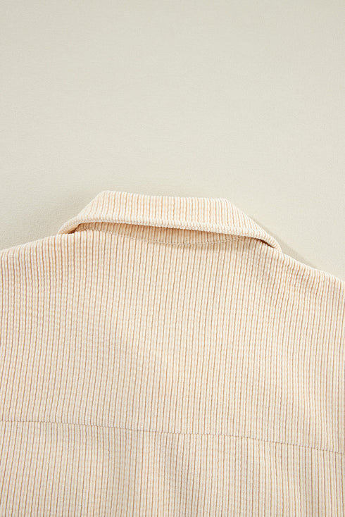 Casual Solid Corduroy Flap Pocket Button Up Jacket