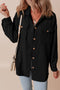 Casual Solid Corduroy Flap Pocket Button Up Jacket