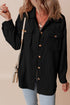 Casual Solid Corduroy Flap Pocket Button Up Jacket