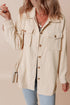 Casual Solid Corduroy Flap Pocket Button Up Jacket