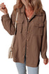 Casual Solid Corduroy Flap Pocket Button Up Jacket