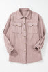 Casual Solid Corduroy Flap Pocket Button Up Jacket