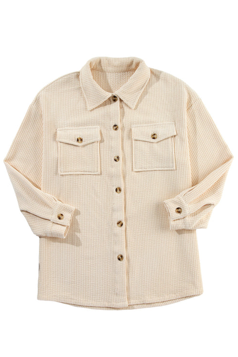 Casual Solid Corduroy Flap Pocket Button Up Jacket