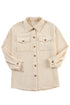 Casual Solid Corduroy Flap Pocket Button Up Jacket