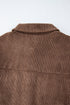 Casual Solid Corduroy Flap Pocket Button Up Jacket