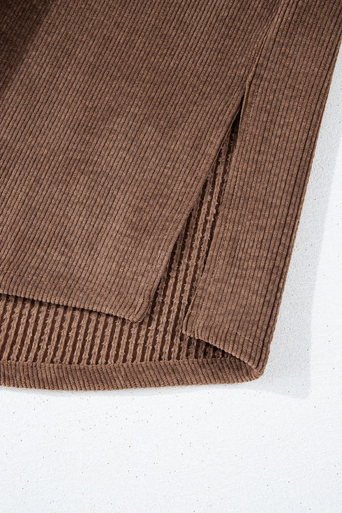 Casual Solid Corduroy Flap Pocket Button Up Jacket