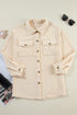 Casual Solid Corduroy Flap Pocket Button Up Jacket