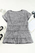 Casual Solid Denim Tiered Flutter Sleeve Top