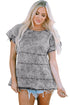 Casual Solid Denim Tiered Flutter Sleeve Top
