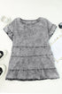 Casual Solid Denim Tiered Flutter Sleeve Top