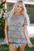 Casual Solid Denim Tiered Flutter Sleeve Top