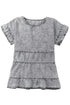 Casual Solid Denim Tiered Flutter Sleeve Top