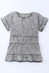 Casual Solid Denim Tiered Flutter Sleeve Top