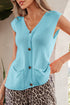 Casual Solid Knit V Neck Button Front Sweater Vest