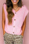 Casual Solid Knit V Neck Button Front Sweater Vest