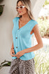 Casual Solid Knit V Neck Button Front Sweater Vest