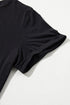 Casual Solid Print Rolled Sleeve Round Neck Tee