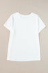 Casual Solid Print Rolled Sleeve Round Neck Tee