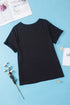 Casual Solid Print Rolled Sleeve Round Neck Tee
