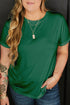 Casual Solid Print Rolled Sleeve Round Neck Tee