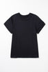 Casual Solid Print Rolled Sleeve Round Neck Tee
