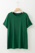Casual Solid Print Rolled Sleeve Round Neck Tee