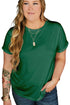Casual Solid Print Rolled Sleeve Round Neck Tee