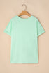 Casual Solid Print Rolled Sleeve Round Neck Tee