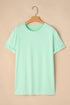 Casual Solid Print Rolled Sleeve Round Neck Tee