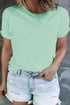 Casual Solid Print Rolled Sleeve Round Neck Tee